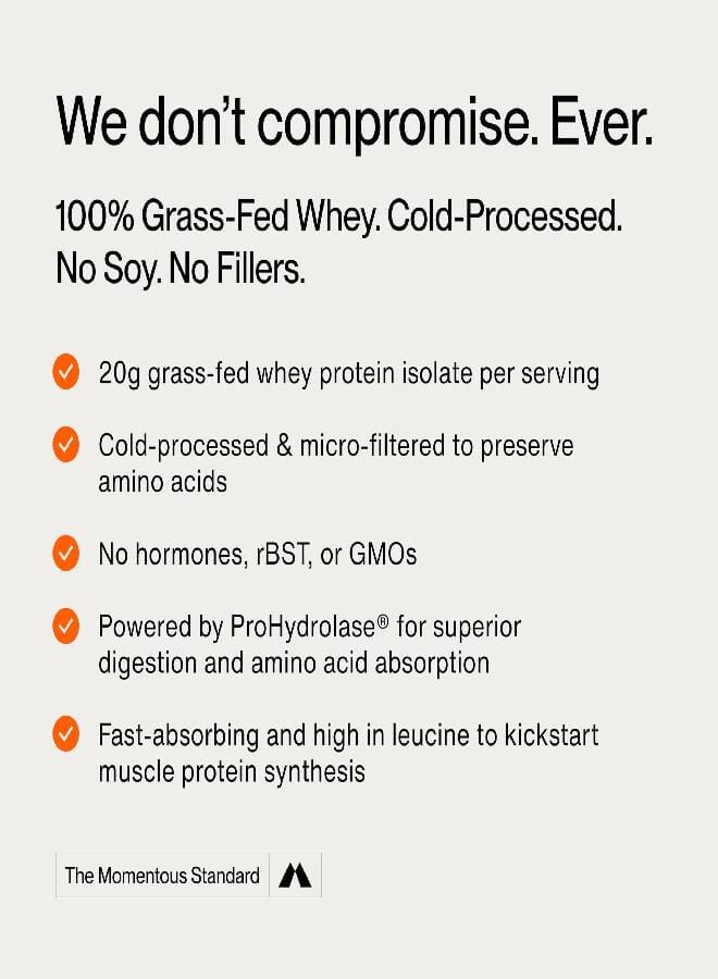 Momentous Essential Grass-Fed Whey Protein Powder - 20g Whey Isolate Protein - NSF Certified, Gluten-Free, 24 Servings for Essential Everyday Use, Vanilla (Package May Vary) - Image 3